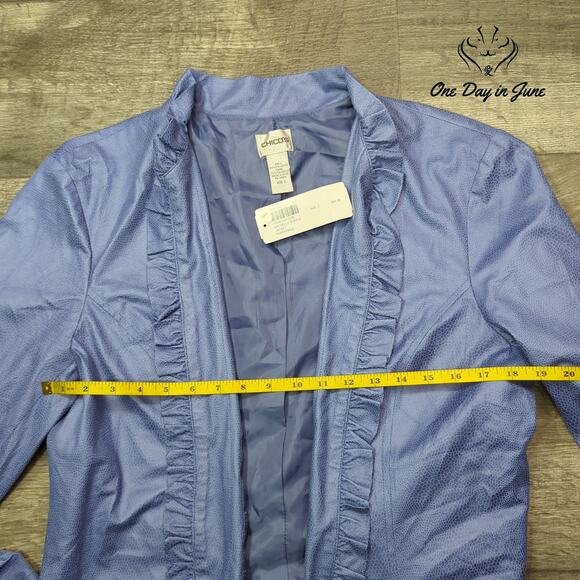 Chico's Ruffle Edge Long Sleeve Jacket Size 3 (16) - Picture 3 of 5